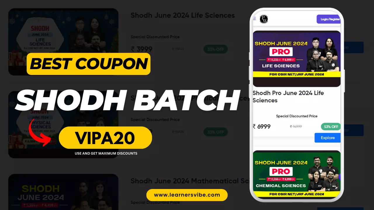 Physics Wallah Shodh Batch Coupon Code CSIR-NET- VIPA20
