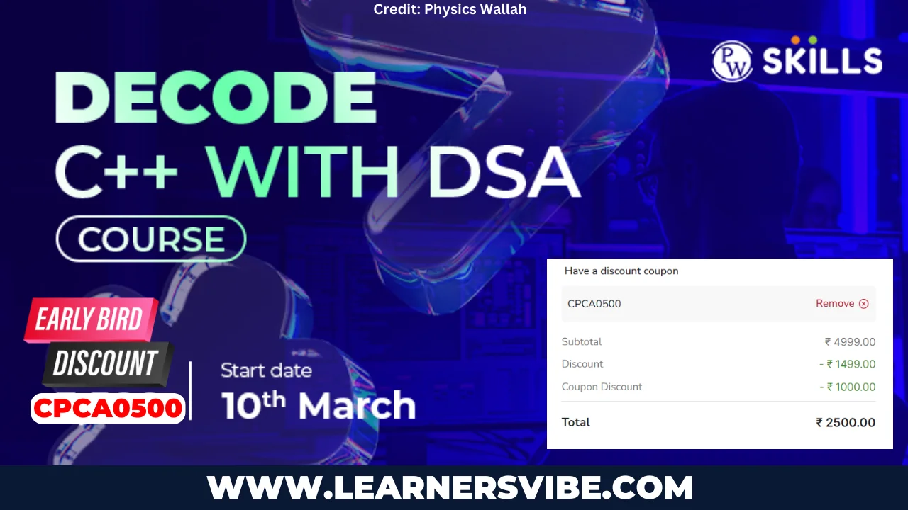Best Coupon Code For Full Stack Development - PW skills 4 PWSKILLS C++ COUPON CODE