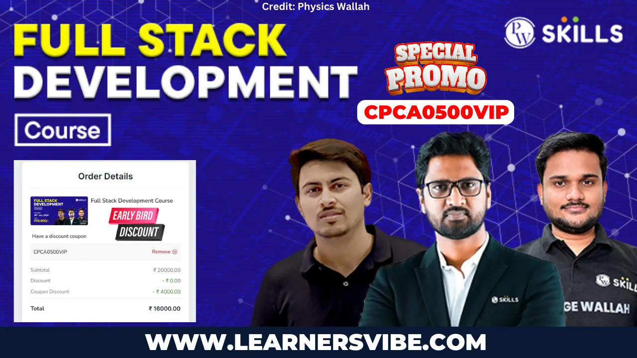 Best Coupon Code For Full Stack Development - PW skills 8 pw skills web development coupon code